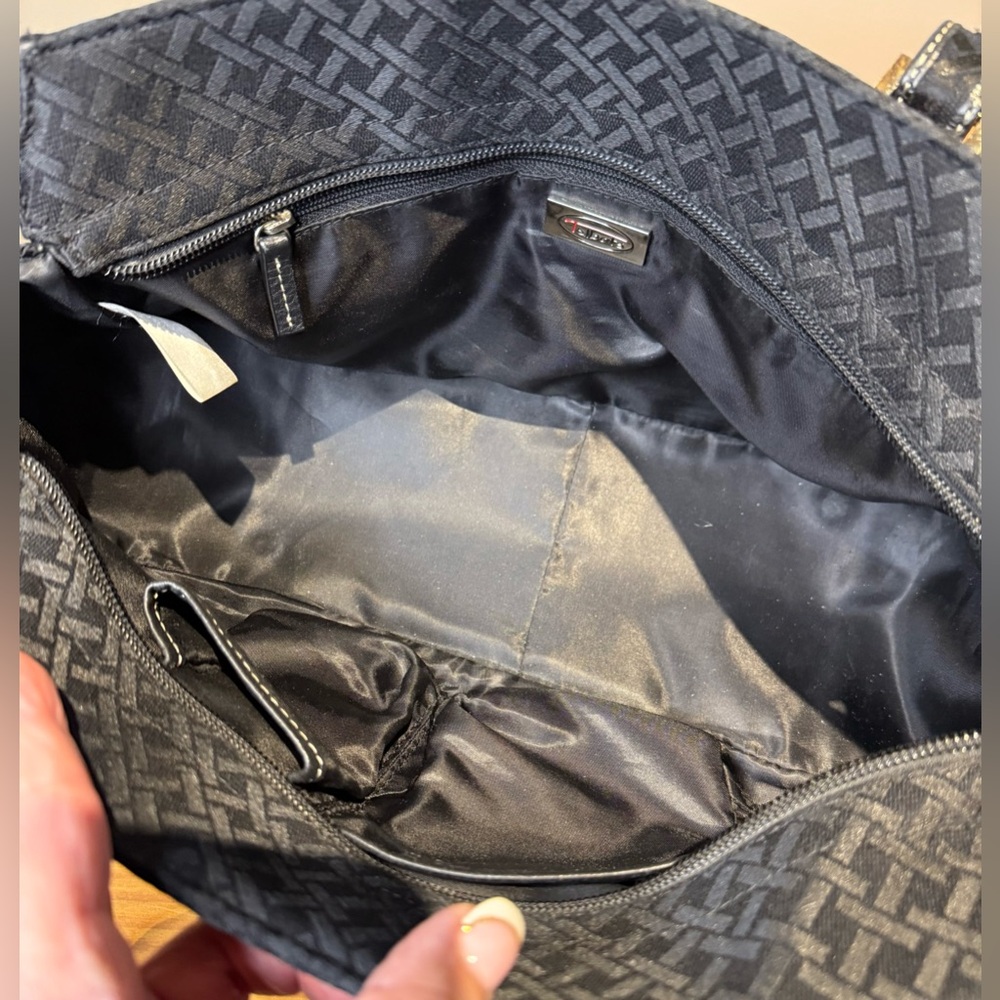 Talbots vintage Shoulder Bag black Jacquard with leather trim EUC Y2K - Picture 7 of 10